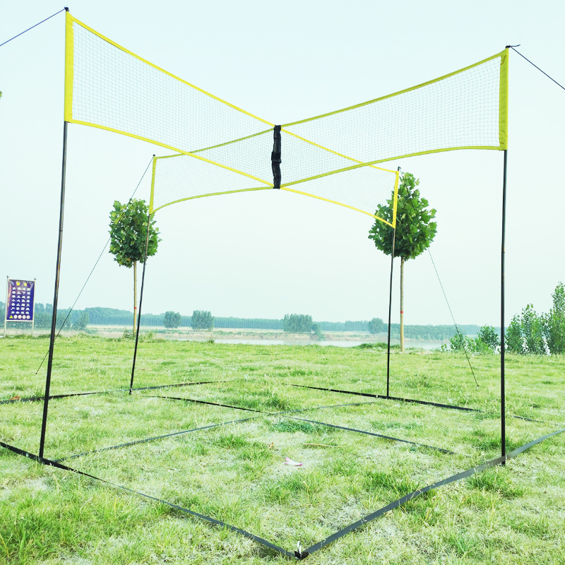 Outdoor Portable Volleyball Four Cross Square Net Set